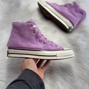Converse Chuck 70 High Faux Fur Classic Amethyst Womens A13382C NEW Sz 6.5